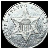 1860 Silver Three-Cent Piece UNCIRCULATED