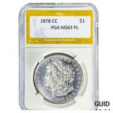 1878-CC Morgan Silver Dollar PGA MS63 PL