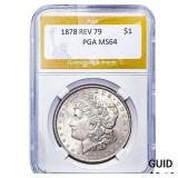 1878 Rev 79 Morgan Silver Dollar PGA MS64