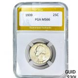 1939 Washington Silver Quarter PGA MS66