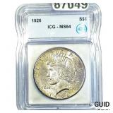 1926 Silver Peace Dollar ICG MS64