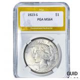 1923-S Silver Peace Dollar PGA MS64