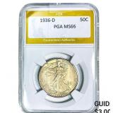 1936-D Walking Liberty Half Dollar PGA MS66