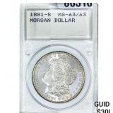 1881-S Morgan Silver Dollar  MS63