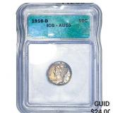 1916-D Mercury Silver Dime ICG AU50
