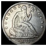 1877 Seated Liberty Half Dollar CLOSELY UNCIRCULAT