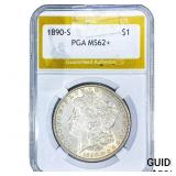 1890-S Morgan Silver Dollar PGA MS62+