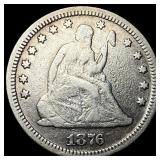 1876-CC Silver Quarter Dollar NEARLY UNCIRCULATED