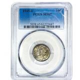 1945-D Mercury Silver Dime PCGS MS65