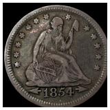 1854 Arrows Seated Liberty Quarter LIGHTLY CIRCULA