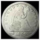 1854-O Silver Seated Liberty Quarter NICELY CIRCUL