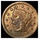 1857 Braided Hair Large Cent CLOSELY UNCIRCULATED