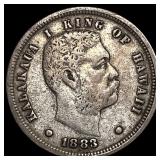 1883 Hawaii Silver 10 Cents ABOUT UNCIRCULATED