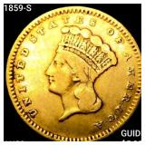 1859-S Rare Gold Dollar CLOSELY UNCIRCULATED
