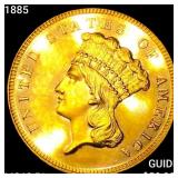 1885 $3 Gold Piece CHOICE BU PL