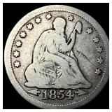 1854 Arrows Seated Liberty Quarter LIGHTLY CIRCULA
