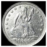 1854-O Silver Seated Liberty Quarter CHOICE AU