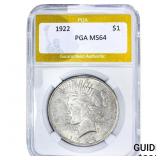1922 Silver Peace Dollar PGA MS64