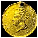1859 Indian Princess Head Gold Dollar (holed) HIGH