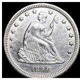 1891 Silver Quarter Dollar (Seated Liberty) UNCIRC