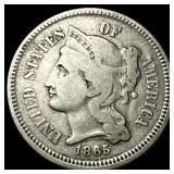 1865 Nickel Three-Cent Piece LIGHTLY CIRCULATED