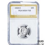 1928-D Mercury Silver Dime PGA MS64 FSB