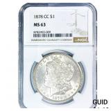 1878-CC Morgan Silver Dollar NGC MS63
