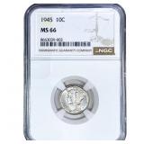 1945 Mercury Silver Dime NGC MS66