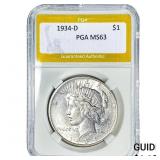 1934-D Silver Peace Dollar PGA MS63