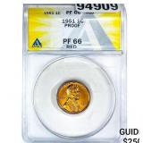 1951 Wheat Cent ANACS PF66 Red