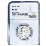1964 Washington Silver Quarter NGC MS66