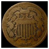 1864 Bronze Two-Cent Piece NICELY CIRCULATED