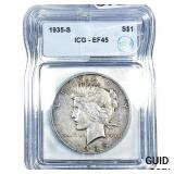 1935-S Silver Peace Dollar ICG EF45