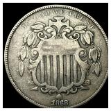 1868 Shield Nickel NEARLY UNCIRCULATED
