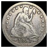 1853 Arrows Seated Liberty Quarter NEARLY UNCIRCUL