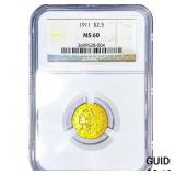1911 $2.50 Gold Quarter Eagle NGC MS60