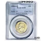 1950-S/D Washington Silver Quarter PCGS AU55