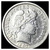 1907 Barber Dime CHOICE AU