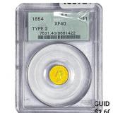 1854 Rare Gold Dollar PCGS XF40