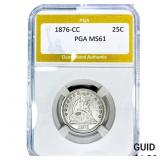 1876-CC Seated Liberty Quarter PGA MS61