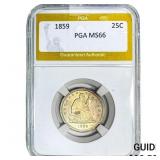 1859 Seated Liberty Quarter PGA MS66