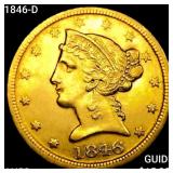 1846-D $5 Gold Half Eagle CHOICE AU