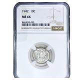 1942 Mercury Silver Dime NGC MS66