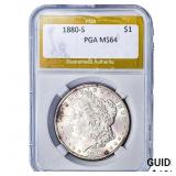 1880-S Morgan Silver Dollar PGA MS64