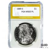 1889-S Morgan Silver Dollar PGA MS63 PL