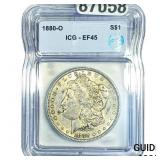 1880-O Morgan Silver Dollar ICG EF45