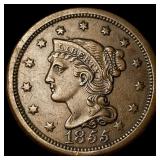 1855 Braided Hair Large Cent CLOSELY UNCIRCULATED
