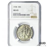 1938 Walking Liberty Half Dollar NGC MS65