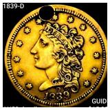 1839-D $2.50 Gold Quarter Eagle CLOSELY UNCIRCULAT