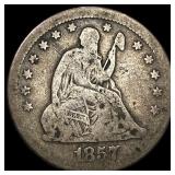 1857-O Silver Seated Liberty Quarter LIGHTLY CIRCU